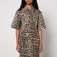 baum und pferdgarten majsa leopard-print denim jacket - eu 38uk 10