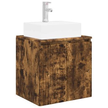 Vanidad Con Lavabo De Pared Roble Ahumado 49,5 X 41 X 62,5 Cm Vidaxl