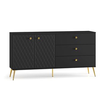 Bufé 2 puertas 3 cajones paneles de mdf negro