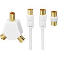 logik l10aerk15 aerial cable with splitter  adapter - 10 m gold