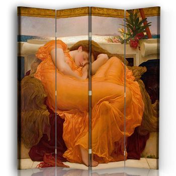 Legendarte - Biombo Flaming June (sol Ardiente De Junio) - Frederic Leighton - Separador De Ambientes Para Interiores Cm. 145x170 (4 Paneles)