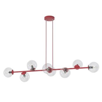 Lámpara colgante odra burdeos transparente (8 luces)