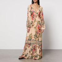 farm rio floral-print chiffon dress - s