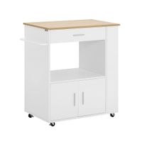 carrito de cocina con estante aglomerado  mdf blanco
