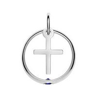 anillo bautizo colgante cruz zafiro plata 925
