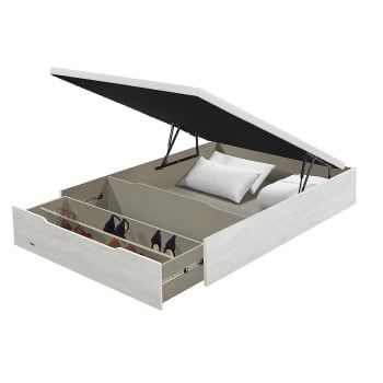 Abatible Tapa Tapizada AD con Zapatero Madera 25 Blanco Veta 160x200 cm FLEX