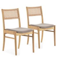 pack 2 sillas color roble ratan natural