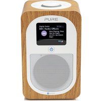 pure evoke h3 portable dabfm bluetooth clock radio - oak