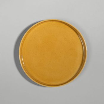 Plato de postre de cerámica amarillo ocre