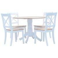 juego de comedor 5 piezas madera maciza de caucho blanco marron vidaxl