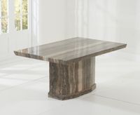 carvelle 160cm brown pedestal marble dining table