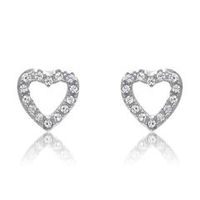 pendientes corazon plata 925 con piedra engastada
