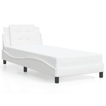 Estructura De Cama Sin Colchón Zadar Cuero Sintético Blanco 100x200cm Vidaxl