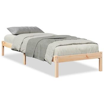 Cama Individual | Cama De Adulto | Cama Extralarga Sin Colchón Madera Maciza De Pino 90x210 Cm