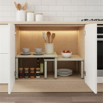 2 estantes para especias extensibles de acero de color beige