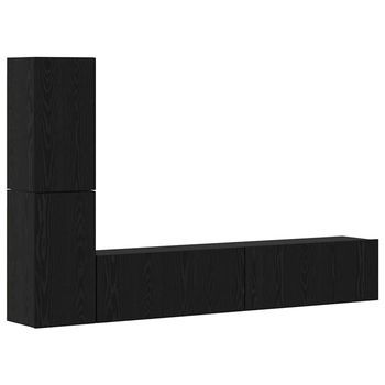 Mueble De Tv De Pared 2 Uds. Roble Negro Madera De Ingeniería Vidaxl