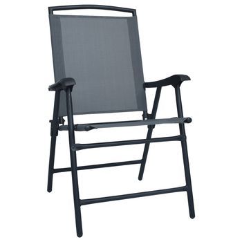 Pack 2 Uds Sillas Plegables De Jardín | Silla De Exterior | Sillón Textilene Gris