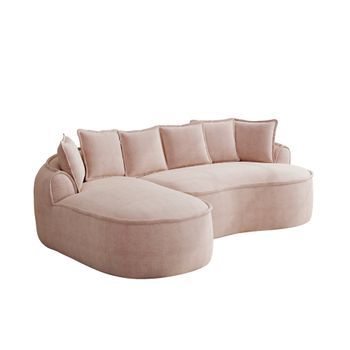Sofá Esquinero Modular Chenilla Urban Meuble 252x164x67cm - Rosa