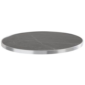 Mesa Redonda De Mármol Negro Con Borde Plateado 60 Cm, Montmartre - Oviala
