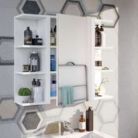 pack armario con espejo  2 espejos color blanco brillo bano aseo muebles almacenaje 65x80x21 cm
