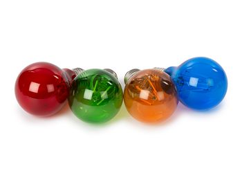 HQ-Power Conjunto de 4 bombillas LED en vidrio de colores con casquillo E27, lámparas multicolores para ambiente en cualquier habitación, ideal para fiestas, eventos y aplicaciones decorativas