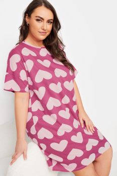 Yours Camisón Rosa De Algodón Con Corazones