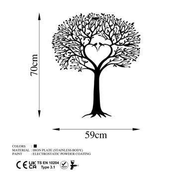 Decoración Pared De Metal Árbol Del Amor Negro 59x70 Cm