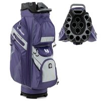 costway bolsa portatil para carro de golf con 14 compartimentos de completa 11 bolsillos con correa de hombro para mujeres y hombres purpura