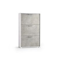 mueble zapatero blanco con 3 puertas de hormigon de doble fondo