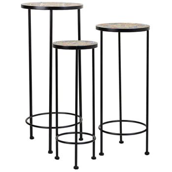 Soportes set 3 pzas de mosaico y forja negro