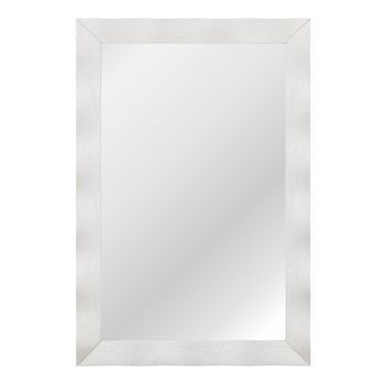 Espejo De Pared Estilo Granja Con Marco De Madera De Caucho, Espejo De Baño Rústico, Color Blanco