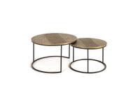 set de 2 mesas nido de hierro y aluminio negro y bronce