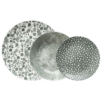 Vajilla Porcelana 12 Piezas - 4 Personas Bidasoa Aquilea Next - Verde Apto Microondas