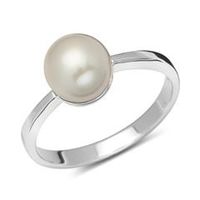 anillo de plata 925 pulida con perla blanca