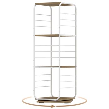 Costway Estantería Giratoria de 4 Niveles Torre 360° con Estructura Metálica Ahorra Espacio Esquinera Estante para 210 Discos para Oficina Salón Natural