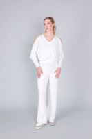 pantalones palazzo de punto off white