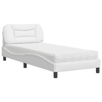Cama Con Colchón Hvar Cuero Sintético Blanco 80x200 Cm Vidaxl