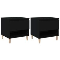 pack 2 uds mesitas de noche  mesa auxiliar  mesilla contrachapada negro 50x46x50 cm