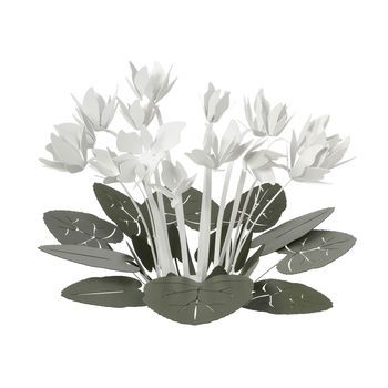 Centro De Mesa Decorativo Ciclamino Ø38 Cm En Hierro, Verde Salvia Y Blanco, Diseño Floral Moderno Para Mesa O Salón Made In Italy