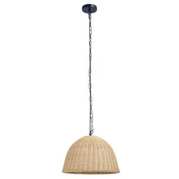 Forlight Cortic Lampara Colgante De Rattan Natural / Negro Para Bombilla E27