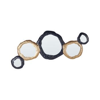 Espejo De Pared De Metal Decorativo Estilo Glamuroso 109 X 44 Cm En Color Negro Y Dorado Charny
