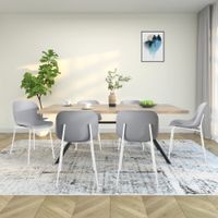 juego de 2 sillas de comedor en gris con patas en metal blanco