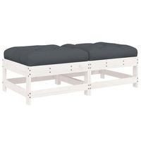 2 piezas taburetes de jardin  otomana de jardin  reposapies de jardin con cojines madera maciza pino blanco