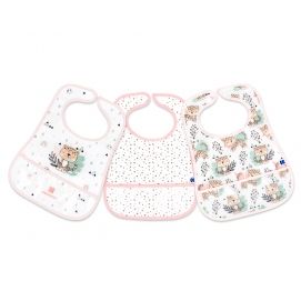 Set de baberos de rizo y EVA con recogemigas 3 uds Savanna Rosa