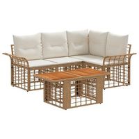 conjunto de sofas de jardin 5 uds natural y crema vidaxl