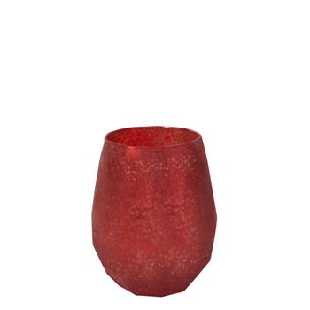 Portavelas decorativo de vidrio rojo h18