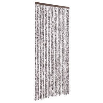 Cortina Antimoscas Chenilla Marrón Y Beige 100x230 Cm