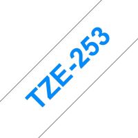 cinta para impresora de etiquetas brother tze-253 azul sobre blanco 24 mm