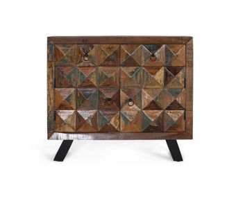 Cómoda exclusiva en madera reciclada multicolor