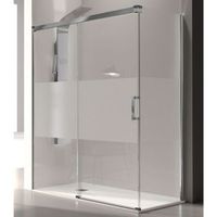 frontal de ducha  puerta corredera glase perfil cromado con cristal serigrafiado  115 cm sin pared lateral